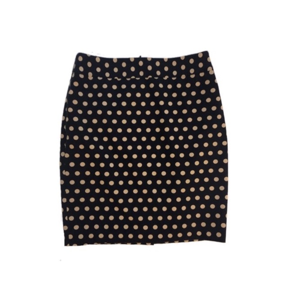 Ann Taylor Loft Black/ Tan Polka Dot Skirt - Picture 1 of 6